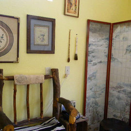Debbi Chan Artwork sitting chair and painted screen, 2011 Color Photograph, Home