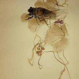 Debbi Chan Artwork the cicada, 2015 Watercolor, Botanical