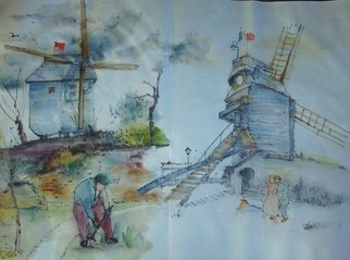 Debbi Chan: 'van gogh in chinese style', 2017 Artistic Book, Cityscape. These album leaves are part of a larger 70  continuous story painting in a folding album. ...
