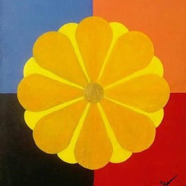 Gregory Roberson: 'Sunburst Daisy', 2015 Acrylic Painting, Floral. Artist Description:  Original Acrylic Painting on Masonite board. flower, abstract, geometric, contemporary, decorative...