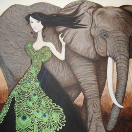 Susan A. Piazza: 'Tusk and Tails', 2009 Acrylic Painting, Beauty. 