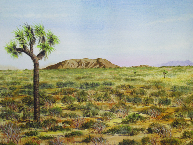 Artist Mark Spitz. 'Joshua Desert' Artwork Image, Created in 2017, Original Watercolor. #art #artist