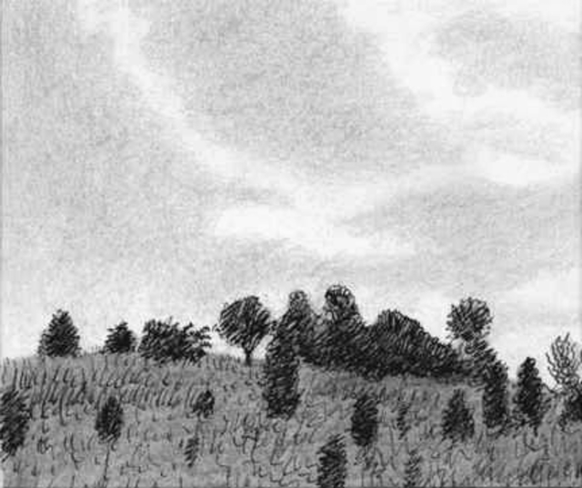 Artist Keith Thrash. 'Hillside With Cloud' Artwork Image, Created in 1986, Original Drawing Other. #art #artist