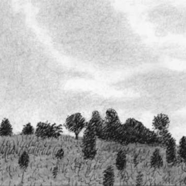 Keith Thrash: 'Hillside with Cloud', 1986 Pencil Drawing, Landscape. Artist Description:  Hillside along Interstate 59 above Livingston, Alabama. ...