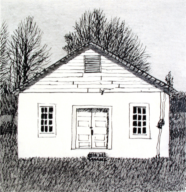 Keith Thrash  'White Block Church', created in 1998, Original Drawing Other.
