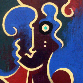 Anna Shipstone: 'Blue Lady', 2002 Acrylic Painting, Abstract Figurative. 