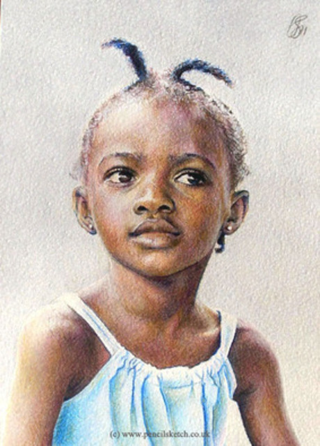 Anna Shipstone  'Portrait Of A Young Girl', created in 2012, Original Watercolor.