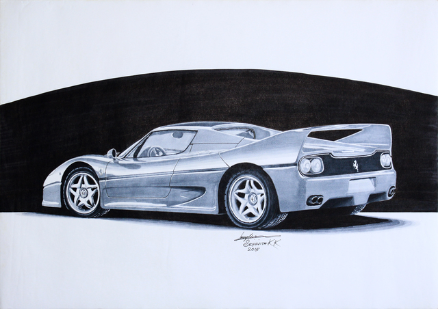 Artist Sreejith Krishnan  Kunjappan. 'Ferrari F50' Artwork Image, Created in 2015, Original Drawing Pencil. #art #artist
