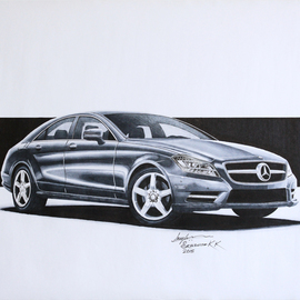 Sreejith Krishnan  Kunjappan: 'mercedes benz cls 2011', 2015 Marker Drawing, Automotive. Artist Description: This car will always remain one of my favorite Mercedes models.  The 2011 CLS was a gorgeous design with proper proportions and all the lines and muscles are exactly where they need to be on a car.  Capturing the smooth flowing reflections on the car body was the ...