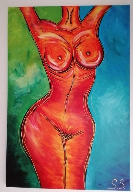 Artist Simona Samkova. 'Woman Body' Artwork Image, Created in 2021, Original Painting Acrylic. #art #artist