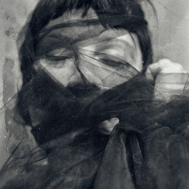 Tomislav Stajduhar: 'veiled', 2017 Black and White Photograph, People. Artist Description: Black and white portrait of a woman, hiding her expression behind a veil. ...