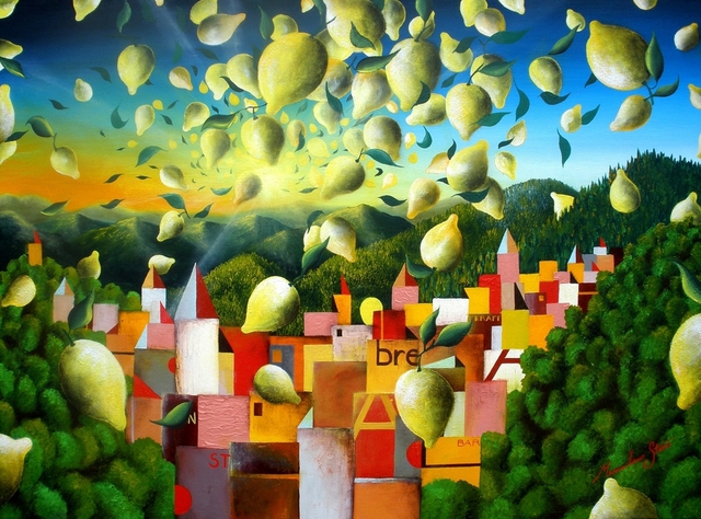 Massimiliano Stanco  'A Lemon Explosion Before Sunset', created in 2009, Original Mixed Media.