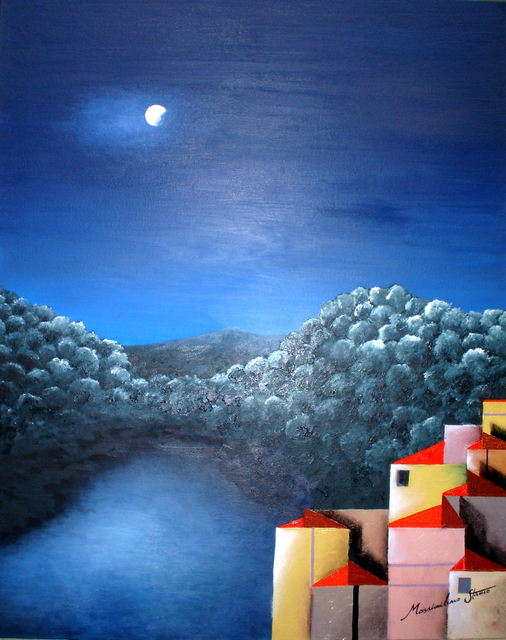 Artist Massimiliano Stanco. 'Summer Night In Como' Artwork Image, Created in 2007, Original Mixed Media. #art #artist