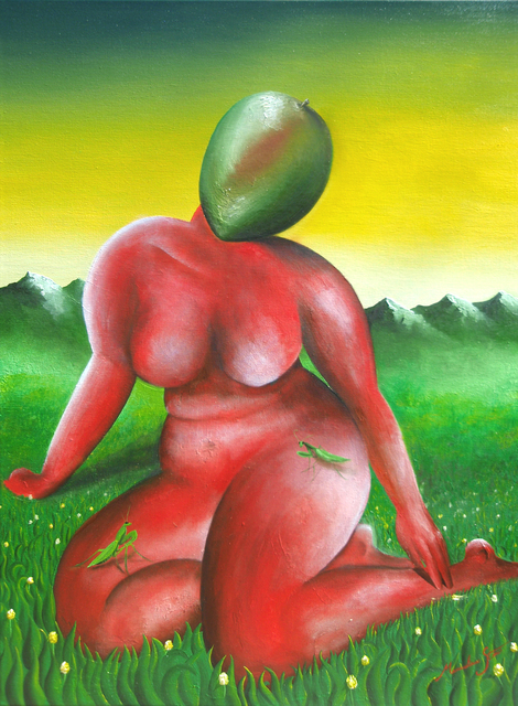 Massimiliano Stanco  'The Woman And The Praying Mantis', created in 2008, Original Mixed Media.