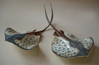 Stan Harmon: 'Single Stingray', 2012 Fused Glass, nature.    Kiln formed glass with copper and bronze sculptured tail   ...