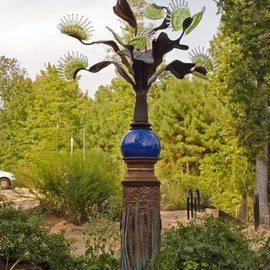 Stan Harmon: 'Venusian Arboresque', 2014 Glass Sculpture, nature. Artist Description:      Kiln formed glass with copper, bronze, steel    ...