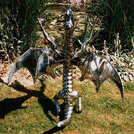 Henning Block: 'steeldragon', 2010 Steel Sculpture, Abstract Figurative. Artist Description:  Steeldragon of the second generation. Contemporary steel Art work.Manufactured Steeldragon sculpture from together welded sheet steel hollow bodies,  created with free forming air pressure modeling procedure, high- polished. ...