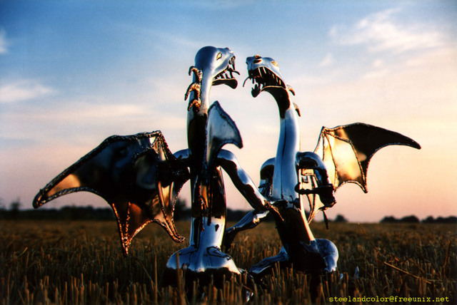 Artist Henning Block. 'Steeldragons' Artwork Image, Created in 2010, Original Sculpture Steel. #art #artist
