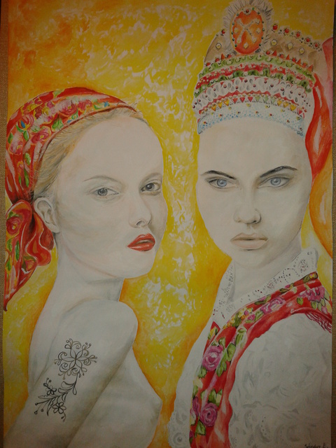 Artist Esztella Sandor. 'Hungarikum' Artwork Image, Created in 2014, Original Watercolor. #art #artist