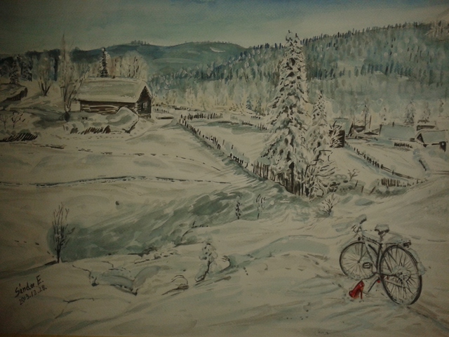 Artist Esztella Sandor. 'The Winter Is In Party' Artwork Image, Created in 2014, Original Watercolor. #art #artist