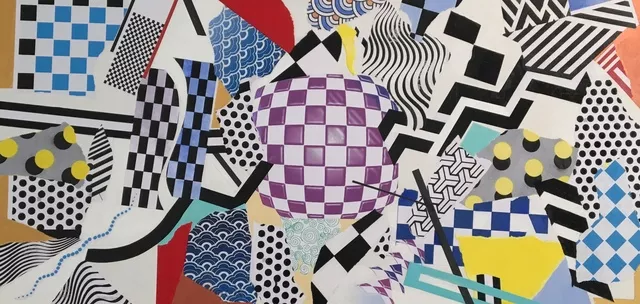 Steve Doan: 'PURPLE CHESS', 2019 Collage, Geometric. Kandinsky inspired.  The next step into POP ART STREET ART.  Art work Balanced in composition and colour.  A series of three all in the same direction and balance.  There is an hint of Bauhaus commonly known as a German art school operational from 1919 to 1933 that combined crafts and ...
