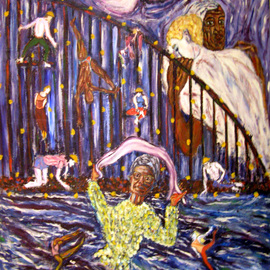 Stephen Mead: 'Salutations', 1991 Oil Painting, Visionary. Artist Description:  Evocative mural size work, part of the DVD 