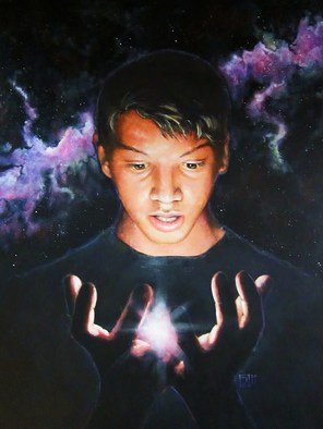 Stephen Briggs: 'Star child', 2011 Mixed Media, Surrealism.  16x 20 acrylic and prismacolor pencil on watercolor board. Surrealistic image of a boy holding a star in his hands. A nice scifi fantasy twist. ...