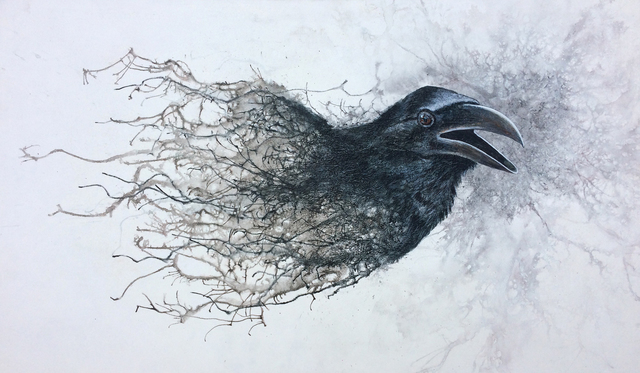 Artist Steve Hunsicker. 'Crow 1' Artwork Image, Created in 2019, Original Mixed Media. #art #artist