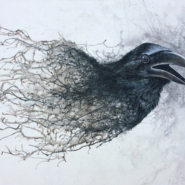 Steve Hunsicker: 'crow 1', 2019 Acrylic Painting, Wildlife. 