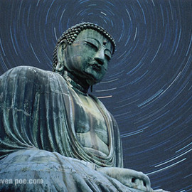 Steven Poe: 'Stellar Buddha', 2001 Other Photography, Visionary. Artist Description: A Daibatsu Buddha meditates with star trails in the background....