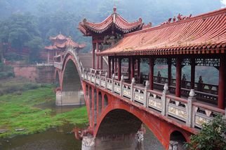 Steve Scarborough: 'Bridge to the Temple Wu', 2015 Digital Photograph, Landscape.  China, bridge ...