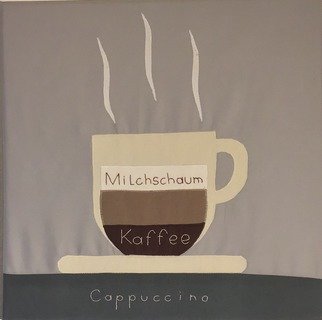 Stich-stich Gmbh: 'cappuccino', 2019 Other Painting, Food. Fabric image made of high- quality cotton fabric.  The picture can be used as decoration for house, practice, office, cafe etc. ,as a unique gift. ...