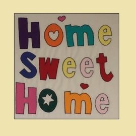Stich-stich Gmbh: 'home sweet home', 2019 Other Painting, Home. Artist Description: Fabric image made of high- quality cotton fabric.  The picture can be used as decoration for house, practice, office, cafe etc. ,as a unique gift. ...