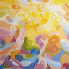 Stjepan Perkovic: 'garden of sun', 2021 Acrylic Painting, Abstract. Artist Description: Painting expresses mild rounds of light, meditative meandering spiral outlines which are reminiscent of sunny weather, water and flower buds beneath a warm yellow celestial dome. It is painted with acrylic paints on a stretched canvas. Edges are not painted. It is signed on the front and the ...