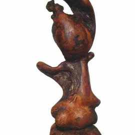Daryl Stokes: 'Little Me', 2010 Wood Sculpture, Abstract. Artist Description:  Small, whimsical abstract redwood sculpture representing a partially developed child during the early stages of pregnancy. The infant form has a simplistic torso with short protrusions that resemble arms and a smooth rounded head with a crescent shaped appendage curving upward. The sculpture form has finely polished highlighted ...