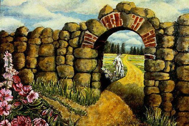 Storm Hammond  'Garden Wall', created in 1998, Original Painting Oil.