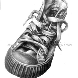 Robert Cheng: 'Shoe', 2006 Pencil Drawing, Still Life. Artist Description:  My first ever serious graphite pencil drawing based on an image from a magazine.  9. 0 ...