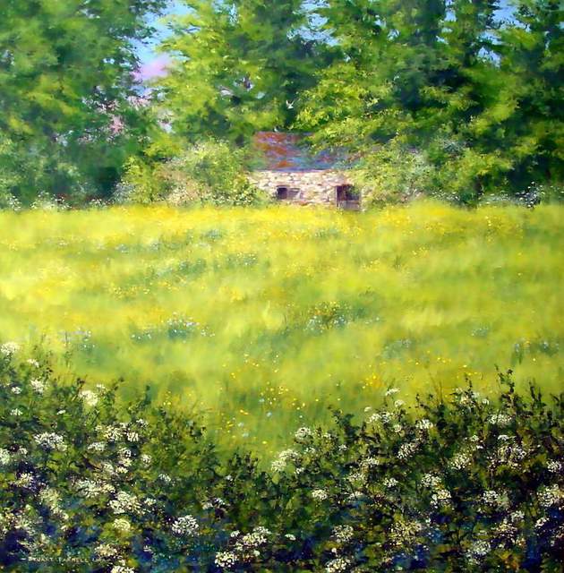 Stuart Parnell  'Barn And Buttercups', created in 2007, Original Painting Acrylic.