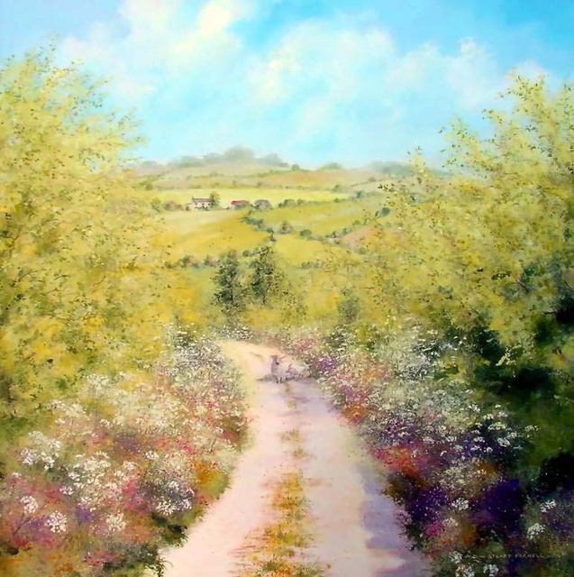Artist Stuart Parnell. 'Farm Track In Spring' Artwork Image, Created in 2007, Original Painting Acrylic. #art #artist