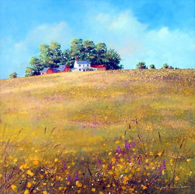 Artist Stuart Parnell. 'Hillside Farm' Artwork Image, Created in 2007, Original Painting Acrylic. #art #artist