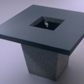 Jon-joseph Russo: 'stone night table', 2020 Stone Sculpture, Architecture. Artist Description: 1.  Night Table - Polished Black Granite Top, Laminated Marble Base 22 H x 22x 125lb2.  Tivoli Fountain Table - Polished Black Granite Top, Flamed Grey Granite Basewaterproofed equipped with durable electric re- circulating pump with solid brass fittings16 H x 22 W x 185lb3.  Candela Table - Polished Black Granite ...