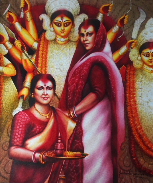 Sudipta Karmakar  'Durga Series 10', created in 2018, Original Watercolor.