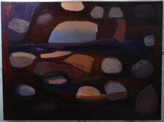 Sue Anne Hoyt: 'Moonlight Rocks', 2011 Oil Painting, Abstract.         original abstract landscape painting. Red, violet, pink                    ...