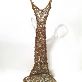 Susan Freda: 'Cupre Medium Dress', 2015 Wire Sculpture, Abstract Figurative. Artist Description:  dress, dress sculpture, woven wire, wire sculpture, woman, body, organic, negative space, figurative ...
