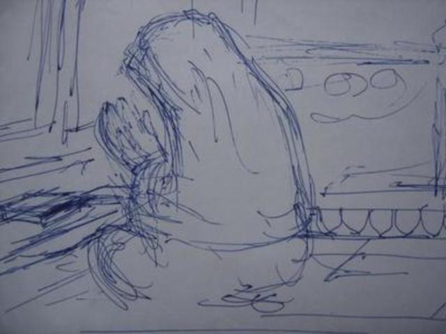 Maharaj Ajmal  'Woman In Prayer', created in 2010, Original Drawing Ink.