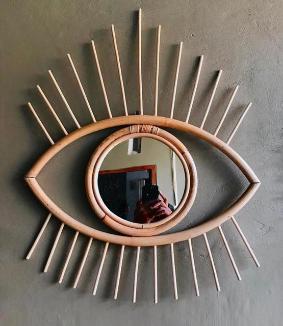 Suku  Bali  'One Eye Natural Rattan Mirror', created in 2020, Original Crafts.