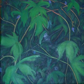 Janice Young: 'Night in the Under Brush', 2003 Oil Painting, nature. Artist Description:  Oil on canvas over 3