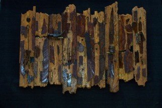 Janice Young: 'Pices of Old', 2009 Mixed Media, Culture.  Antique wormy cheastnut pices and steel objects, on wood. poly finish ...