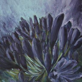Jane See: 'agapanthus midnight purple', 2022 Acrylic Painting, Floral. Artist Description: Agapanthus SeriesExperimenting with a new color palette and style. ...