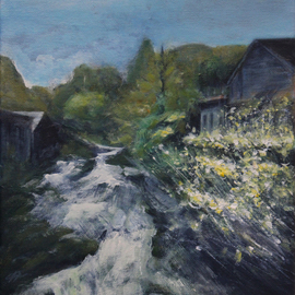 Jane See: 'the river', 2021 Acrylic Painting, Landscape. Artist Description: aEURoeA dream is like a river ever- changing as it flows and a dreameraEURtms just a vessel that must follow where it goes. aEUR aEUR